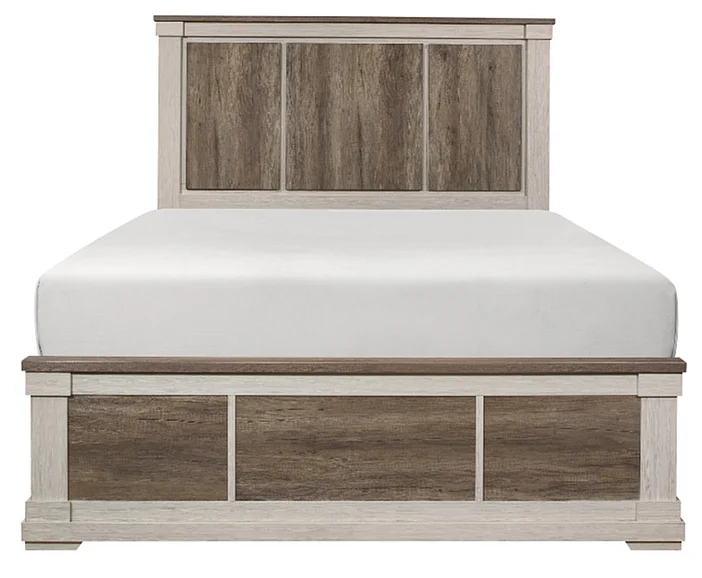 Homelegance Arcadia Queen Panel Bed in White & Weathered Gray 1677-1*