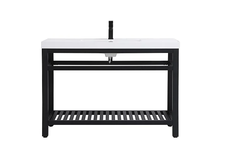 Elegant 48 In. Single Bathroom Metal Vanity in Black VF14048BK