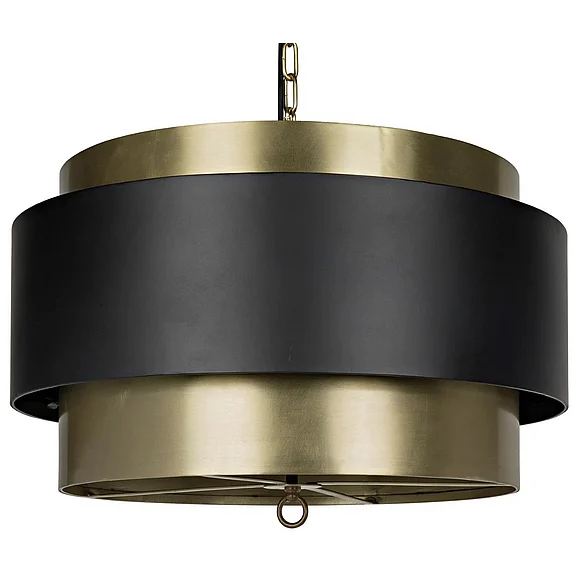 Noir Furniture Demetrius Pendant in Matte Black and Antique Brass LAMP742 CLOSEOUT