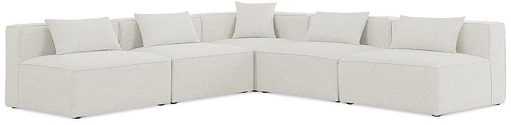Meridian Cube Modular Sectional in Cream Durable Linen Textured 630Cream-Sec5B