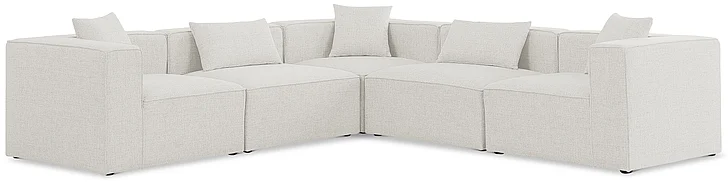 Meridian Cube Modular Sectional in Cream Durable Linen Textured 630Cream-Sec5C
