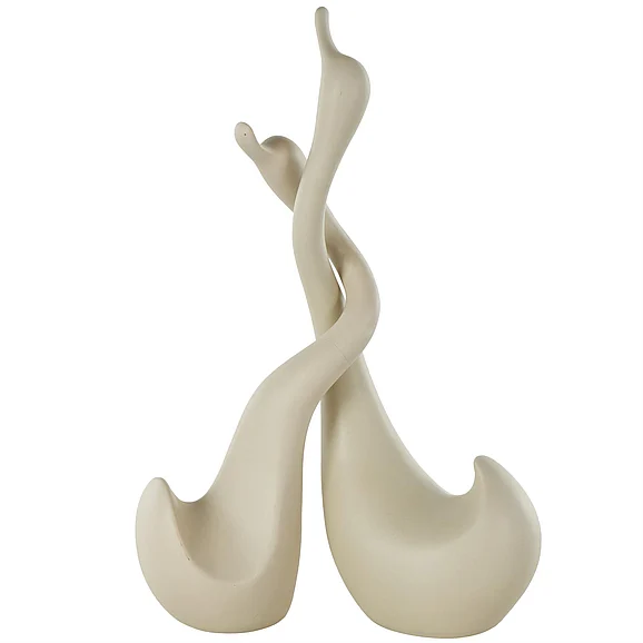 UMA Beige Ceramic Swan Intertwined Decorative Sculpture, (Set of 2) 17, 14H | 16882
