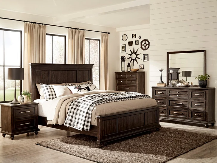 Homelegance Cardona 4pc Panel Bedroom Set in Driftwood Charcoal
