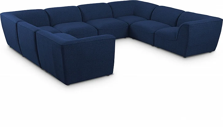 Meridian Miramar Modular Sectional in Navy Durable Linen Textured 683Navy-Sec8A