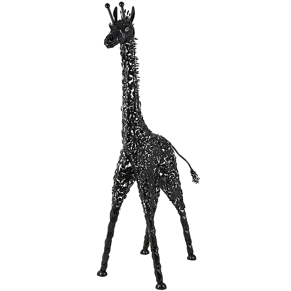 UMA Black Metal Giraffe Indoor Outdoor Tall Decorative Garden Sculpture, 45" x 24" x 78" | 16943
