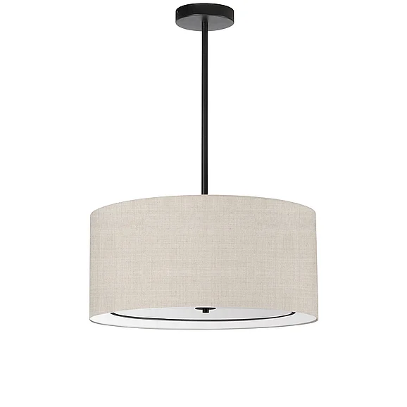 Dainolite Porscha 4 Light Incandescent Pendant in Matte Black with Beige Shade POR-224P-MB-BG
