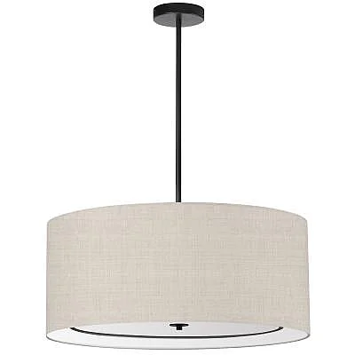 Dainolite Porscha 4 Light Incandescent Pendant in Matte Black with Beige Shade POR-304P-MB-BG