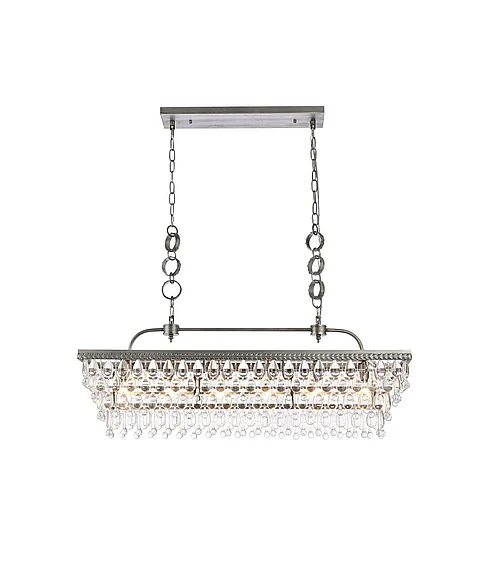 Elegant Nordic 40 In. Rectangle Pendant in Antique Silver 1219G40AS