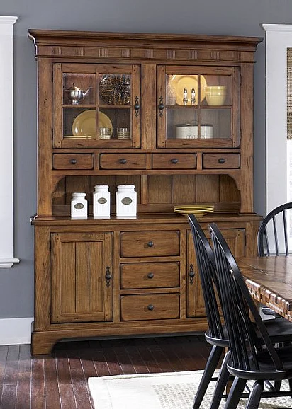 Liberty Furniture Treasures Complete China in Rustic Oak Finish