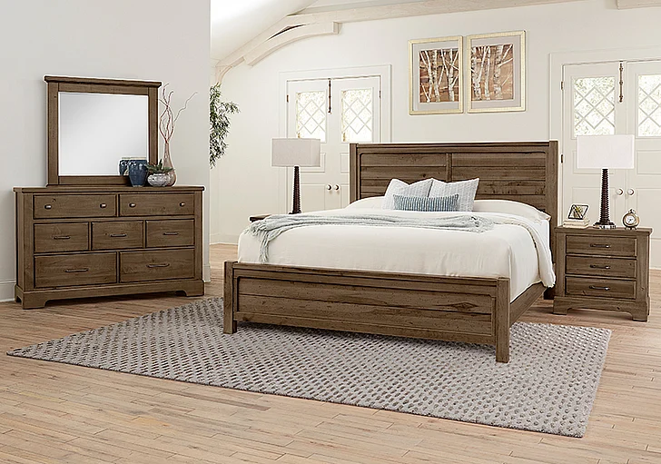 Vaughan-Bassett Cool Rustic 2pc Plank Bedroom Set in Mink
