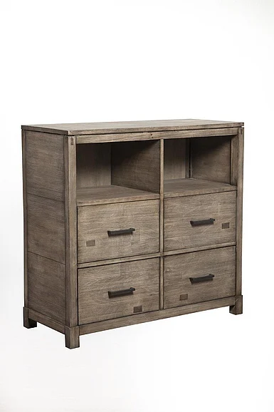 Alpine Furniture Sydney 4 Drawer TV Media Chest in Weathered Grey 1700-11