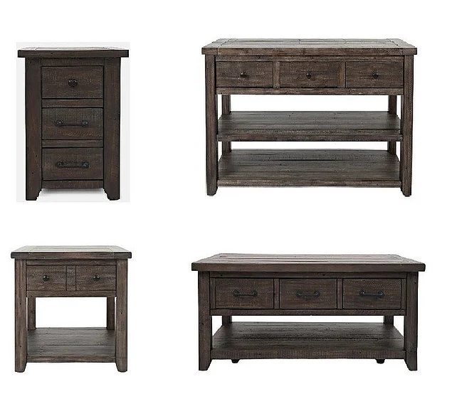 Jofran Madison County 4pc Harris Coffee Table Set in Barnwood