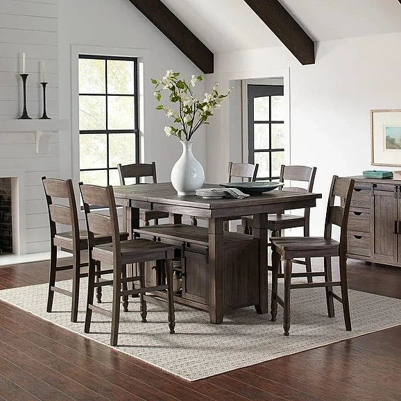 Jofran Madison County 7pc High-Low Dining Table Set in Barnwood