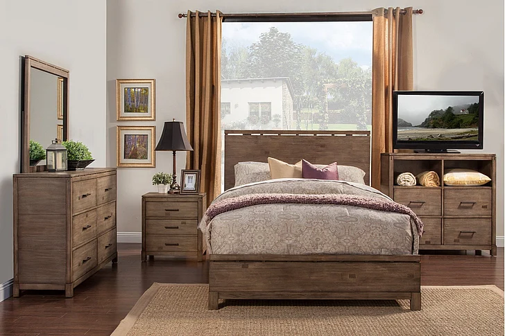 Alpine Furniture Sydney 2-Piece Panel Bedroom Set in Weathered Grey