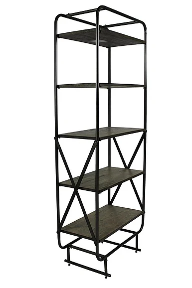 Moti Furniture Harbor Benson Bookcase Wide in Dark Gray/Brown 17008001