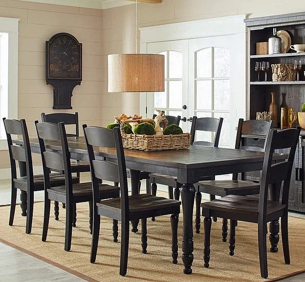 Jofran Madison County 9pc Farmhouse Extension Table Set in Vintage Black