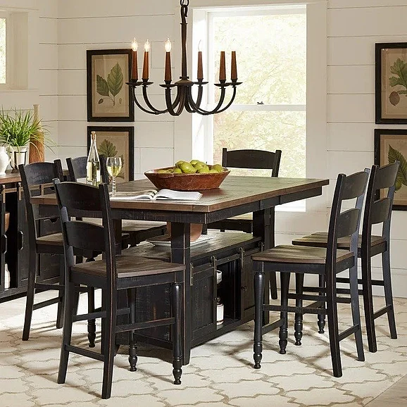 Jofran Madison County 7pc High-Low Dining Table Set in Vintage Black