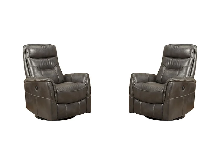 Parker House Gemini Power Swivel Glider Recliner in Gray MGEM#812GSPB-FLI (Set of 2)