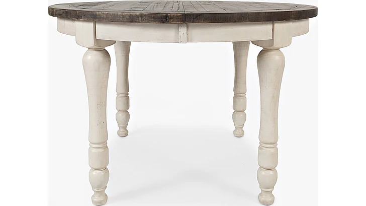 Jofran Madison County Round to Oval Dining Table in Vintage White 1706-66