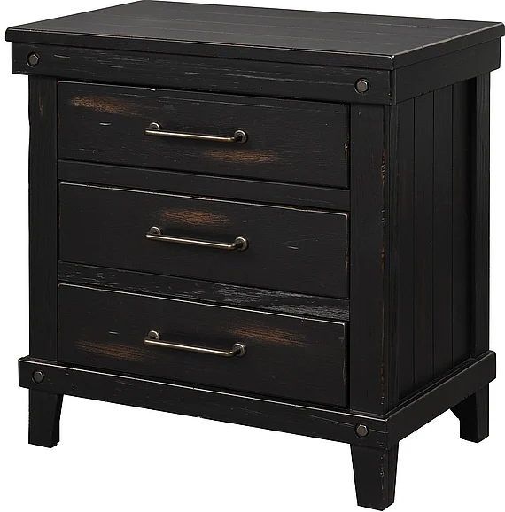 Emma Mason Signature Novaliches 3 Drawer Nightstand in Black