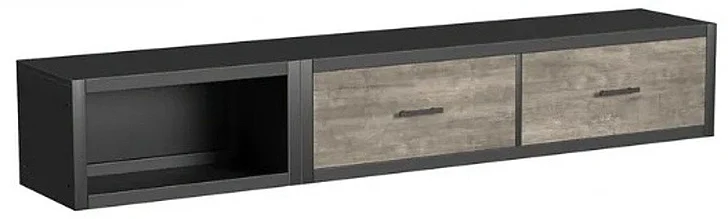 My Home Furnishings Studio Wirebrushed Storage Box-2 Drawers in Charcoal Black/Peppery Gray 1017-742