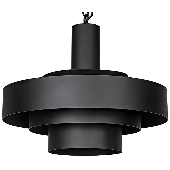 Noir Furniture Parlor Pendant in Black Steel LAMP753MTB CLOSEOUT