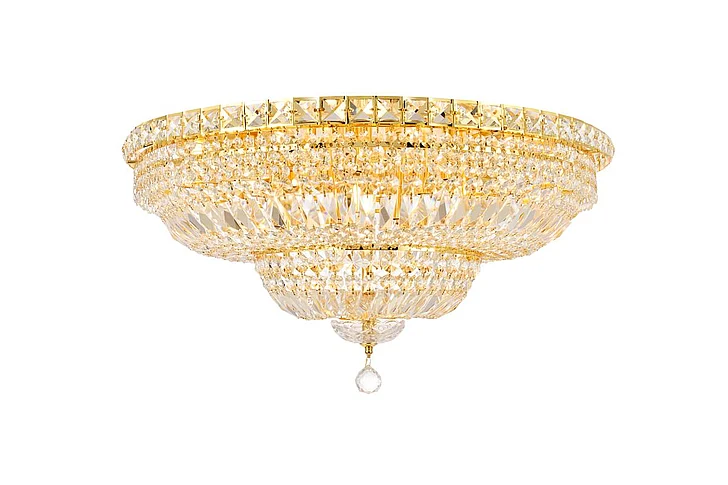 Elegant Tranquil 18 Light Gold Flush Mount Clear Royal Cut Crystal V2528F30G/RC