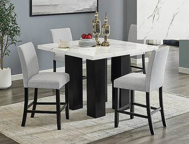 Crown Mark Parkside 5pc Counter Height Dining Room Set in Dove