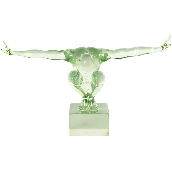 UMA Green Resin People Tinted Posing Decorative Sculpture, 19" x 6" x 13" | 17137 CLOSEOUT
