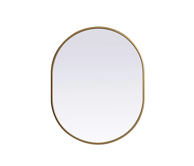 Elegant Metal Frame Oval Mirror 24X30 In. in Brass MR2A2430BRS