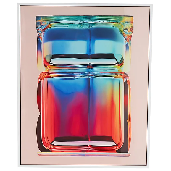 UMA CosmoLiving by Cosmopolitan Multi Colored Canvas Abstract Cube Living Room Framed Wall Art with White Frame, 33" x 2" x 41" | 17149 CLOSEOUT