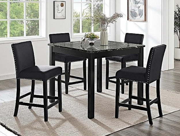 Crown Mark Lennon 5-Pk Contr Ht Table All Black 1715SET-AB