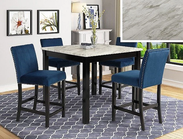 Crown Mark Lennon 5-Pk Contr Ht Table in Royal Blue 1715SET-RB