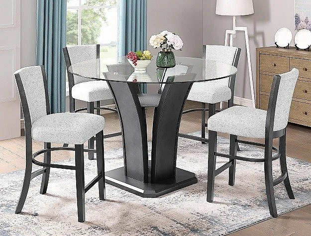Crown Mark Camelia 5pc Counter Height Dining Room Set in White