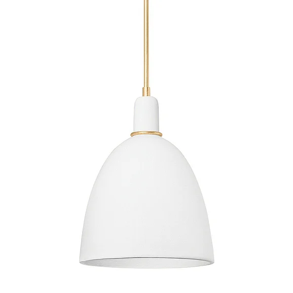 Hudson Valley Lighting Copake Pendant in Vintage Gold Leaf w/ Ceramic Matte Ivory 1717-VGL/CMI
