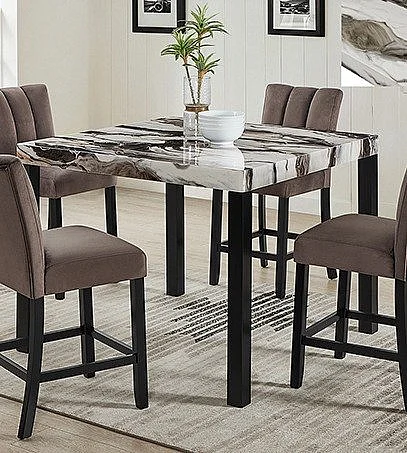 Crown Mark Vega Faux Marble Counter Height Table 1720T-4545