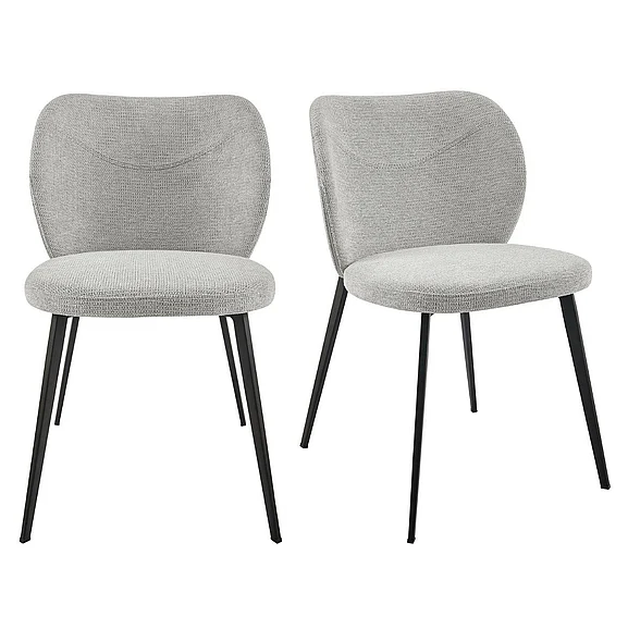 Euro Style Markus Side Chair in Light Gray Fabric with Black Legs 17252-LTGRY (Set of 2)