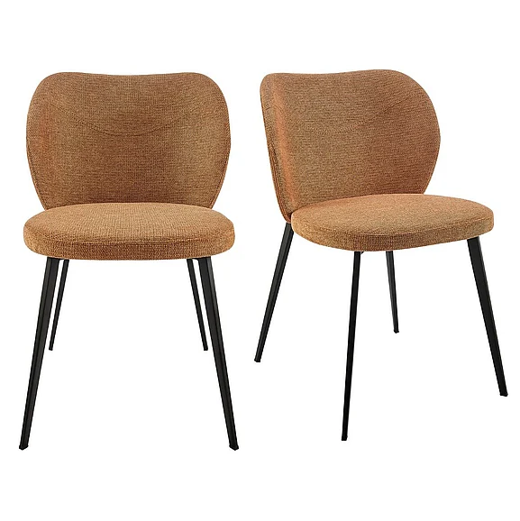 Euro Style Markus Side Chair in Rust Fabric with Black Legs 17252-RUST (Set of 2)