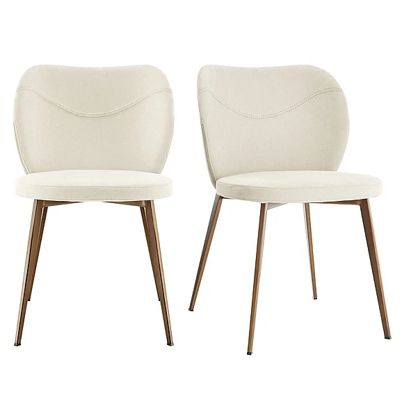 Euro Style Markus Side Chair in Beige Fabric with Antique Bronze Legs 17253-BG (Set of 2)