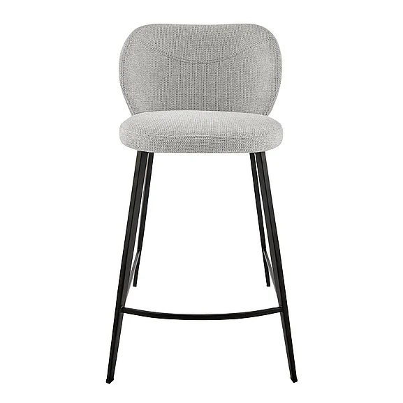 Euro Style Markus Counter Stool in Light Gray Fabric with Black Legs 17254-LTGRY