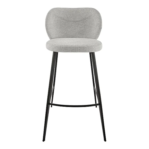 Euro Style Markus Bar Stool in Light Gray Fabric with Black Legs 17256-LTGRY