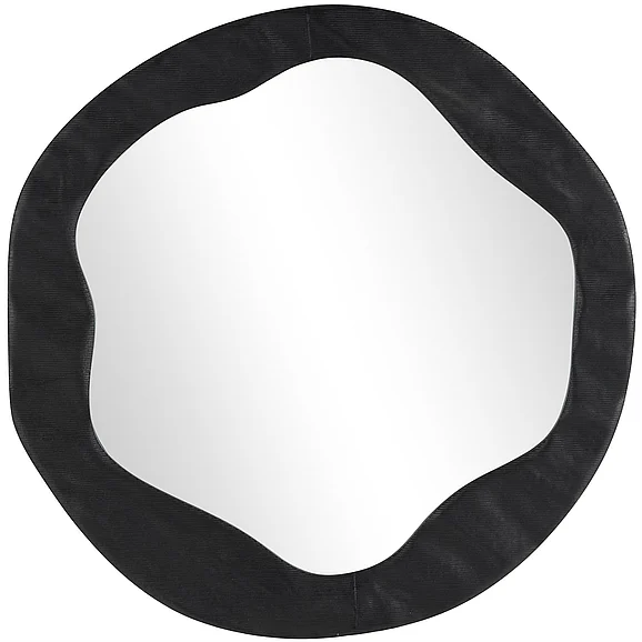 UMA Black Velvet Wavy Room Wall Mirror, 30 x 2 x 30 | 17257