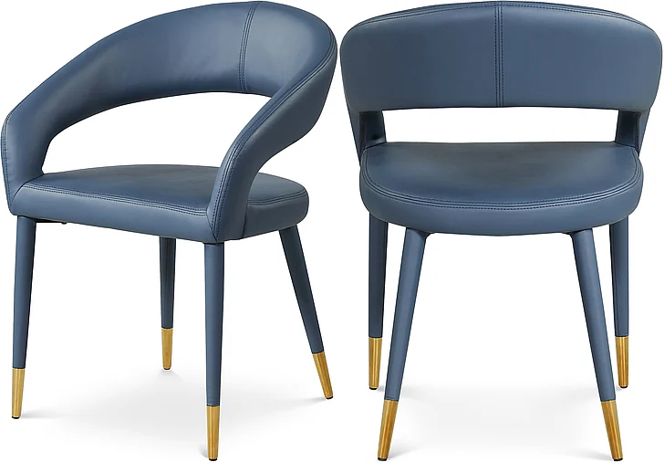Meridian Destiny Faux Leather Dining Chair in Navy Faux Leather 538Navy-C
