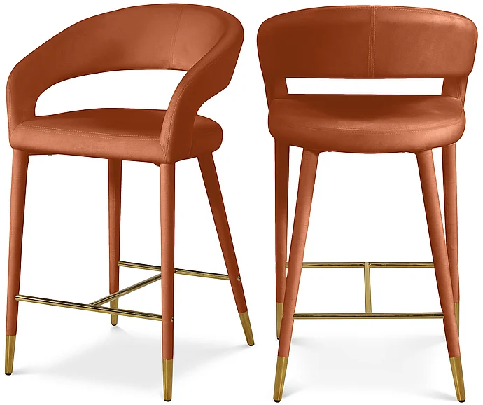 Meridian Destiny Velvet Stool in Cognac Velvet 540Cognac-C