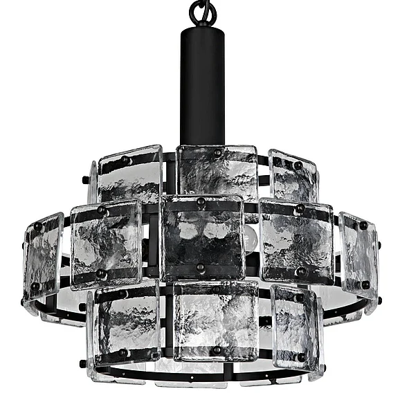 Noir Furniture Bergdorf Pendant in Black Steel LAMP768MTB CLOSEOUT