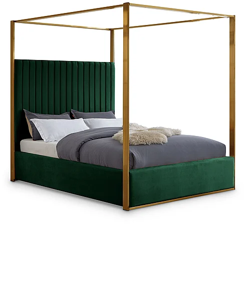 Meridian Jones Velvet King Bed in Green Velvet JonesGreen-K