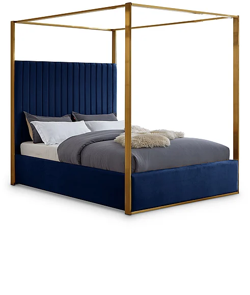 Meridian Jones Velvet King Bed in Navy Velvet JonesNavy-K