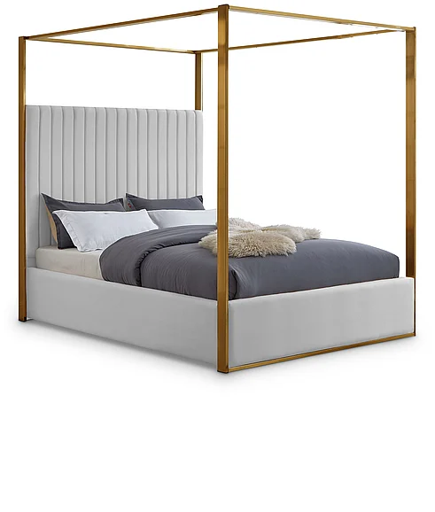 Meridian Jones Faux Leather King Bed in White Faux Leather JonesWhite-K