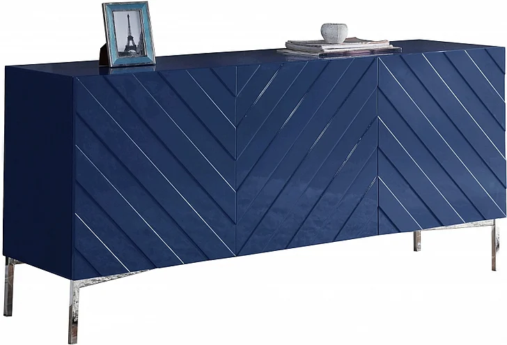 Meridian Collette Sideboard/Buffet in Chrome/Navy Blue 309