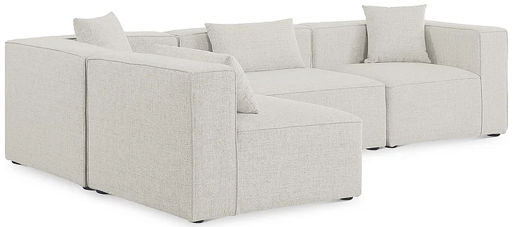 Meridian Cube Modular Sectional in Cream Durable Linen Textured 630Cream-Sec4B